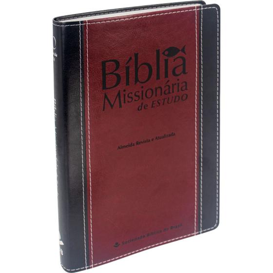 Imagem de Bíblia Missionária de Estudo ARA  Letra Normal  Preto e Vinho