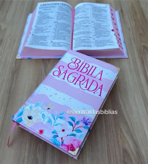 Imagem de Biblia NTLH rosa capa dura - nova tradução linguagem de hoje INDICE digital capa dura Acolchoada SBB