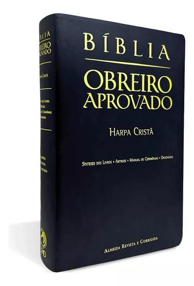 Imagem de Bíblia Obreiro Aprovado ARC  Harpa Cristã  Letra Normal  Luxo Preta