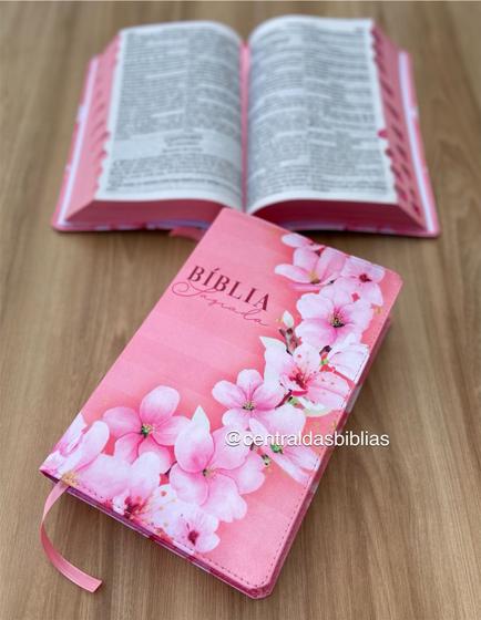 Imagem de Biblia orquídeas rosa ARC Letras Grandes Evangélica Com Harpa E Corinhos Indice