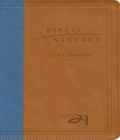 Imagem de Biblia sagrada almeida - letra grande luxo - marrom e azul