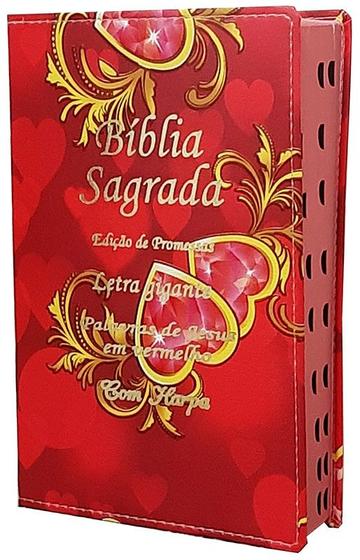 Imagem de Bíblia Sagrada capa de Couro Coração Red