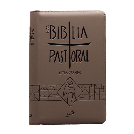 Imagem de Bíblia Sagrada Católica Nova Pastoral Capa Zíper Marrom Letra Grande Completa Antigo e Novo Testamento Livro Catequético Editora Paulus - Paulus Editora