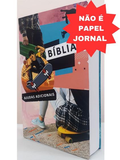 Imagem de biblia sagrada com ajudas adicionais capa dura media skate