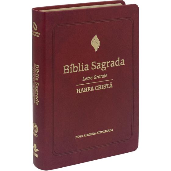 Imagem de Bíblia Sagrada com Harpa Cristã  Capa vermelha  Letra Grande  NAA  SBB