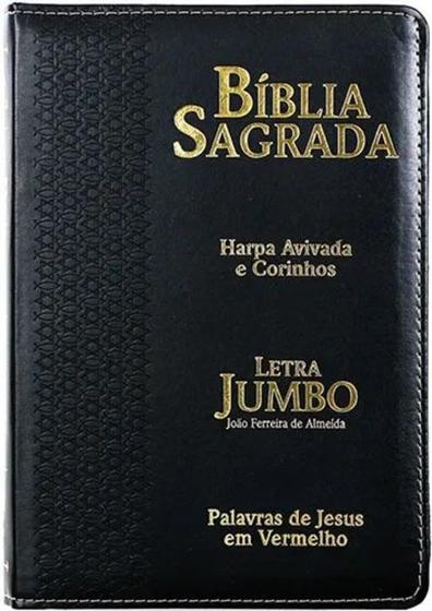 Imagem de Bíblia Sagrada Com Harpa E Corinhos  ARC  Letra Jumbo  Capa Luxo  Preta