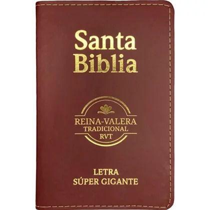 Imagem de Bíblia Sagrada em Espanhol Reina Valera Tradicional  Letra SuperGigante  Couro  Vino