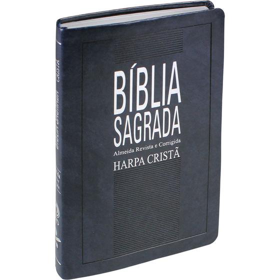 Imagem de Bíblia Sagrada Evangélica Slim Com Harpa Cristã Capa Luxo Síntética Azul Nobre