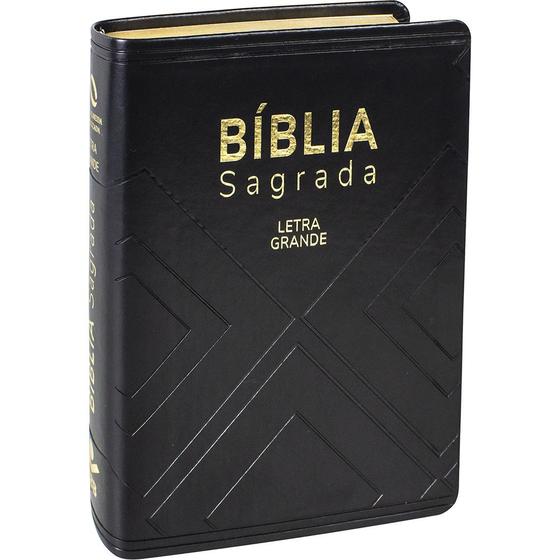 Imagem de Bíblia Sagrada Evangélica Tamanho Pequeno Letra Grande Linguagem Fácil Capa Preta Nobre