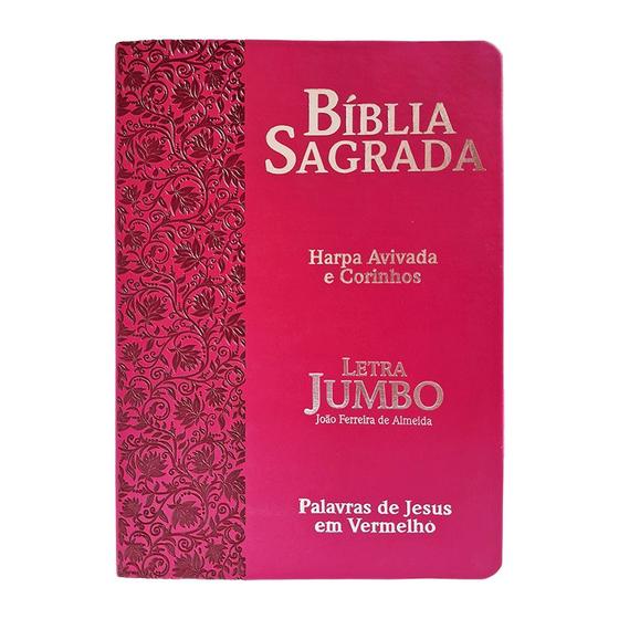 Imagem de Bíblia Sagrada Feminina letra Jumbo Com Harpa Pink