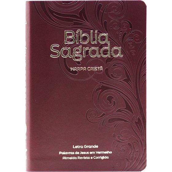 Imagem de Bíblia Sagrada Floral Harpa Cristã CPAD Letra Grande Versão ARC Palavra de Jesus em Vermelho ARC