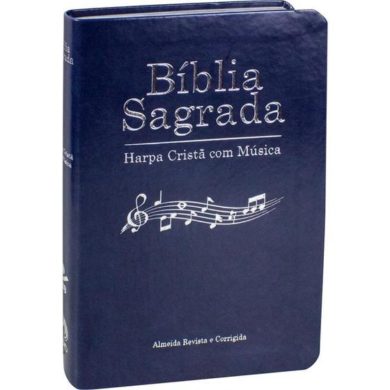 Imagem de Bíblia Sagrada Harpa Cristã Com Música Capa Luxo Azul