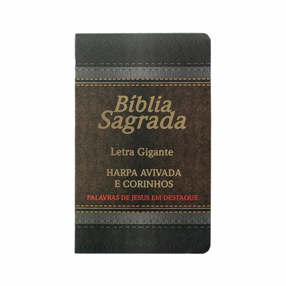 Imagem de Bíblia Sagrada - Harpa e Corinhos - ARC - Letra Hipergigante - Capa Semiluxo Preta e Marrom