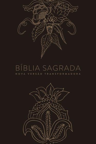 Imagem de Bíblia Sagrada - Indian Flowers Dourada - NVT - Capa Dura - Letra Normal - Marrom - Mundo Cristão
