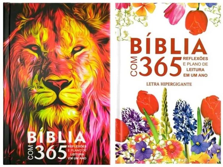 Imagem de Bíblia Sagrada Kit 365 / Reflexões E Plano De Leitura Leão e Florida/ Duas Bíblias