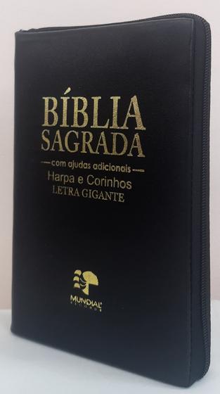 Imagem de Biblia Sagrada Letra Gigante Com Harpa - Capa Com Ziper Preta