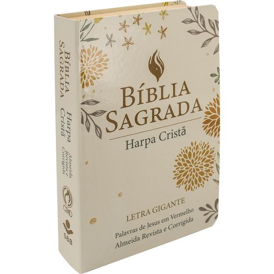 Imagem de Bíblia Sagrada Letra Gigante Com Harpa Cristã - Capa Semiflexível Ilustrada, Floral - Almeida Revist