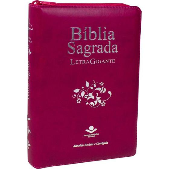 Imagem de Bíblia Sagrada Letra Gigante Com Índice Ziper Vinho Luxo Palavras Jesus Em Vermelho ARC