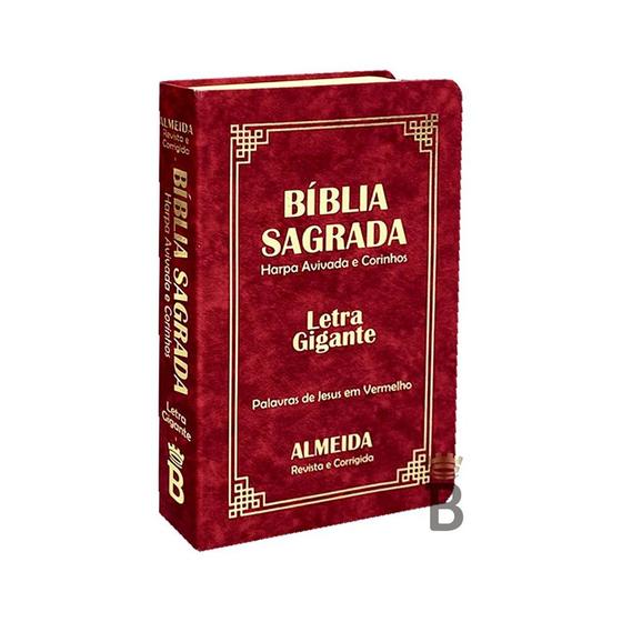 Imagem de Biblia Sagrada Letra Gigante Luxo Popular - Vinho - Com Harpa  - RC