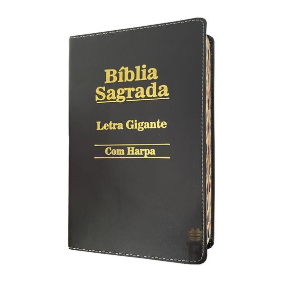 Imagem de Bíblia Sagrada Letra Gigante - Luxo - Preta C/ Harpa Cristã - REI DAS BIBLIAS