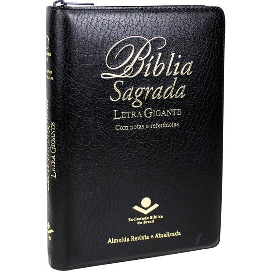 Imagem de Bíblia Sagrada  Letra Gigante  Revista  Almeida Atualizada  Zíper  Índice  Preta