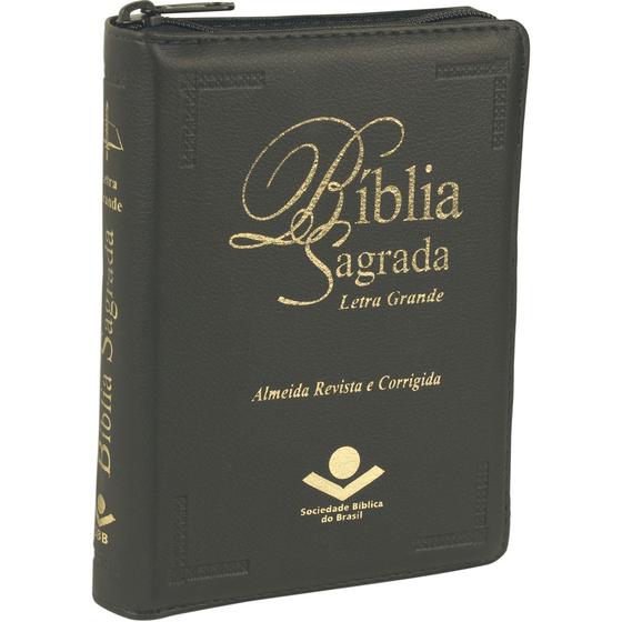 Imagem de Bíblia Sagrada Letra Grande, Almeida Revista e Corrigida, com Ziper, Preta