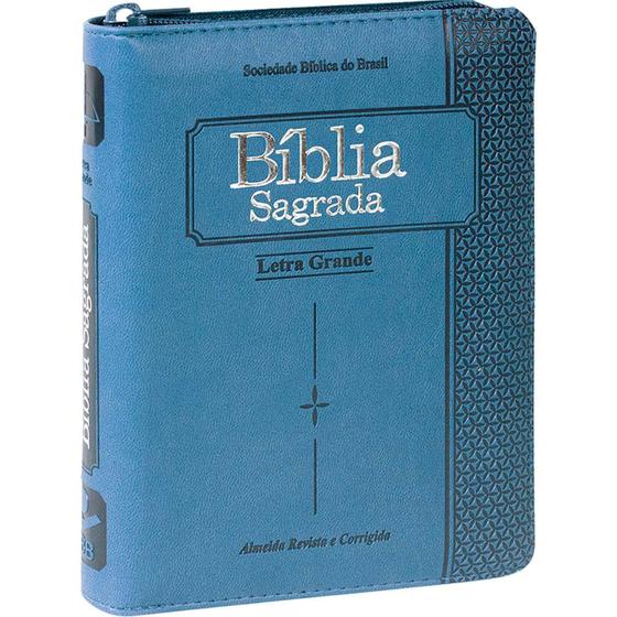 Imagem de Bíblia Sagrada Letra Grande  Capa Azul com Zíper  ARC  SBB