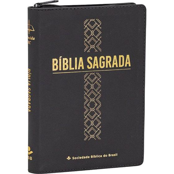 Imagem de Bíblia Sagrada Letra Grande - com zíper - ARC - Linha Ouro - Preta