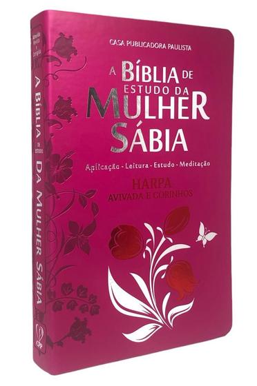 Imagem de Bíblia Sagrada Letra Grande Harpa pentecostal obreira mulher sábia Pink