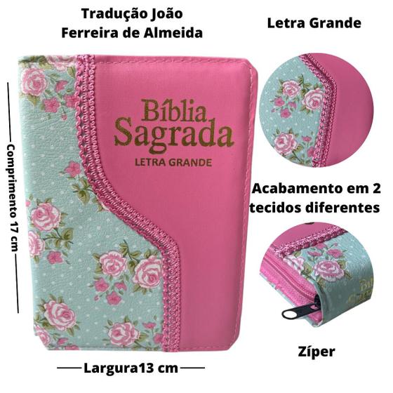 Bíblia sagrada letra grande índice almeida revista corrigida ziper arc Menor preço em Bíblia sagrada letra grande índice almeida revista corrigida ziper arc