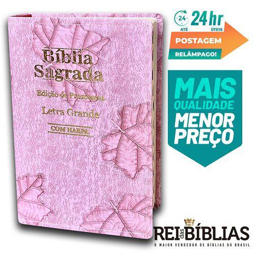 Imagem de Bíblia Sagrada Letra Grande - Luxo - Folha Rosa -C/ Harpa
