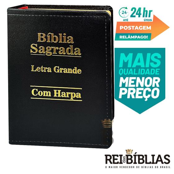 Imagem de Biblia Sagrada Letra Grande - Luxo - Preta - C/ Harpa