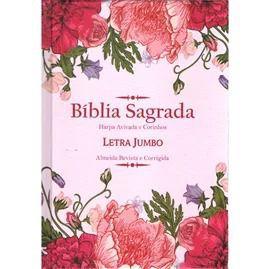 Imagem de Bíblia Sagrada Letra Jumbo  ARC  PJV  Capa Dura  Cruz Flores