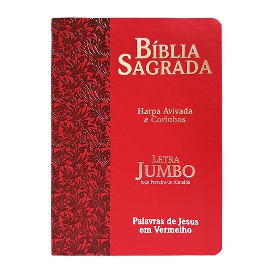 Imagem de Bíblia Sagrada Letra Jumbo C/Harpa Avivada e Corinho - Ramos Vermelho
