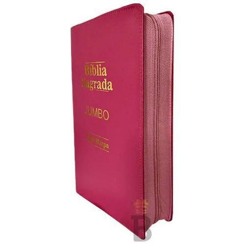Imagem de Bíblia Sagrada Letra Jumbo Fecha Com Ziper Pink Culto Igreja