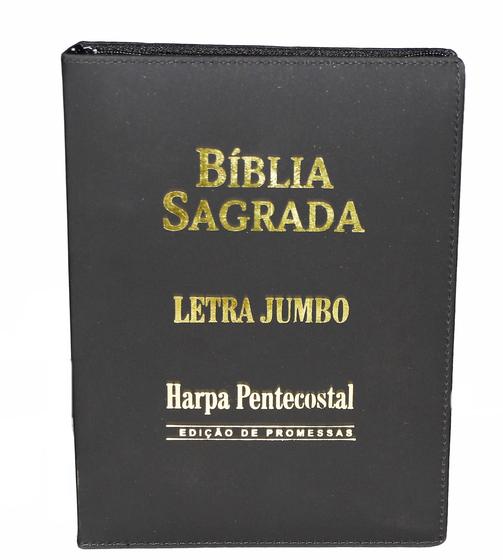 Imagem de Bíblia Sagrada Letra Jumbo + Harpa - PRETA - Com Zíper