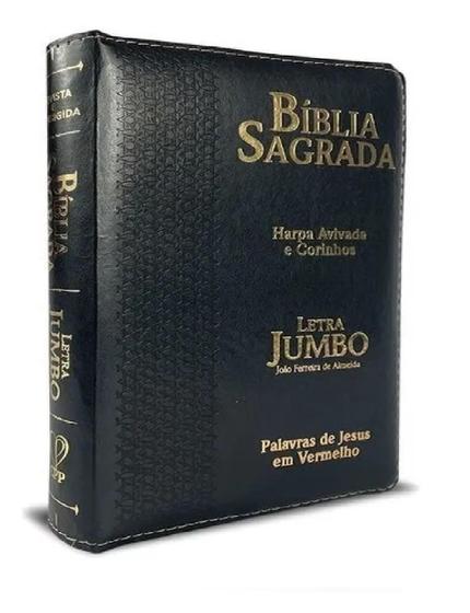 Imagem de Bíblia Sagrada Letra Jumbo + Harpa - Preta - Com Zíper