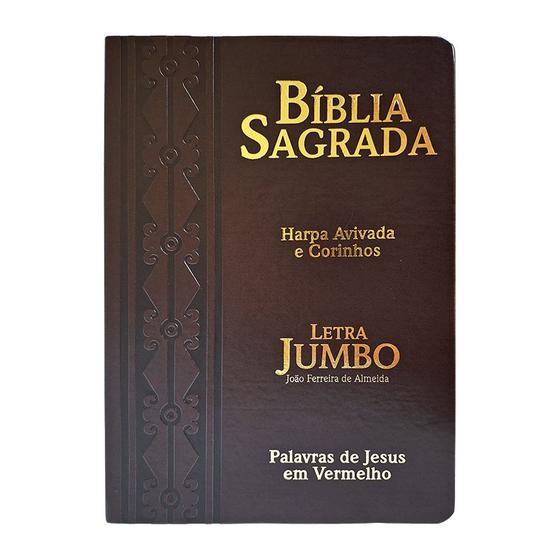 Imagem de Bíblia Sagrada Masculina  Letra Jumbo / Ultra Gigante  Harpa Cristã  Marrom  RC