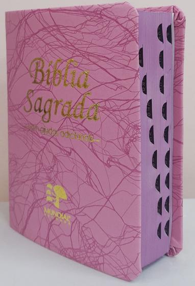 Bíblia sagrada media capa luxo rosa raiz Menor preço em Bíblia sagrada media capa luxo rosa raiz