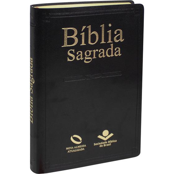 Imagem de Bíblia Sagrada Nova Almeida Atualizada Capa Luxo sintético preta Média para Evangelização