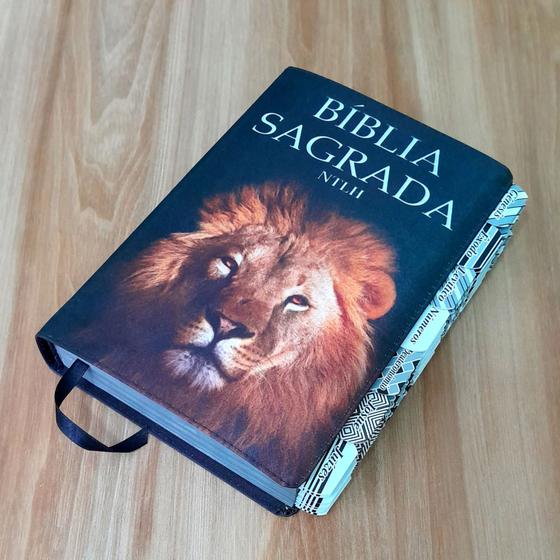 Imagem de Bíblia Sagrada NTLH com abas adesivas já coladas Letras Gigante SBB ref:Leãopreto
