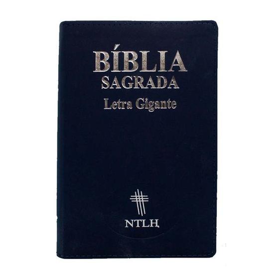 Imagem de biblia sagrada ntlh letra gigante luxo com indice preta/azul