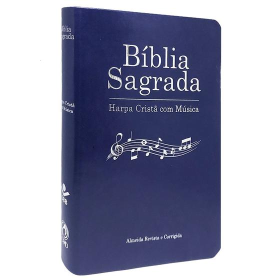 Imagem de Bíblia Sagrada RC com Harpa Cristã com Música Azul - cpad