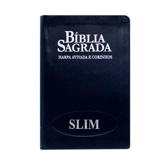 Imagem de Biblia Sagrada Rc Slim Com Harpa Avivada E Corinhos Media Com Ziper E Indice preta/azul