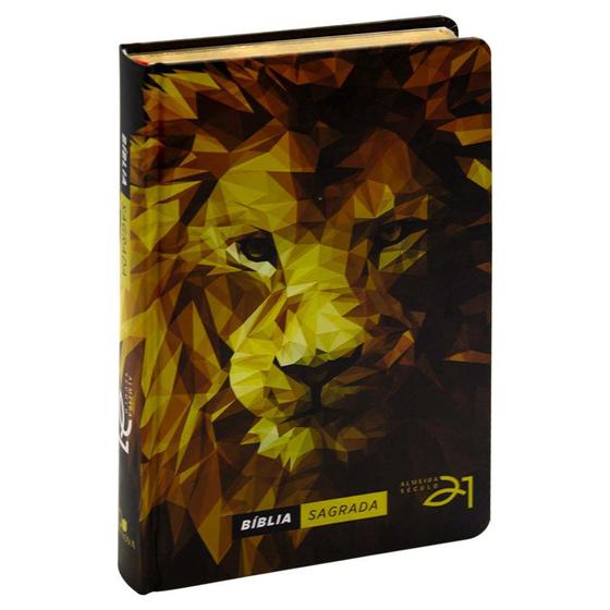 Imagem de Bíblia Sagrada - Seculo 21 - lion laranja efeito low poly - capa dura  - Editora Vida Nova