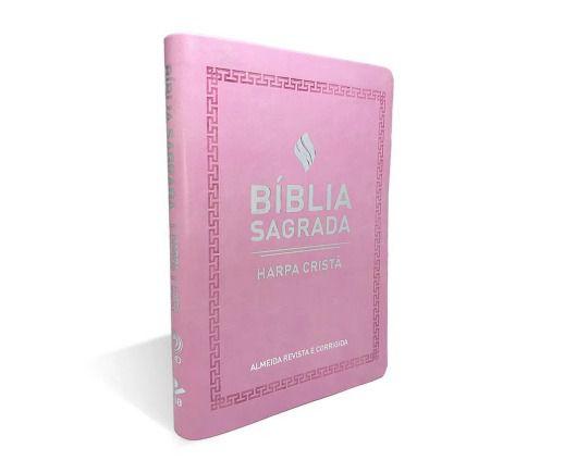 Imagem de Bíblia Sagrada Slim  RC  Letra normal  Luxo  Rosa Claro