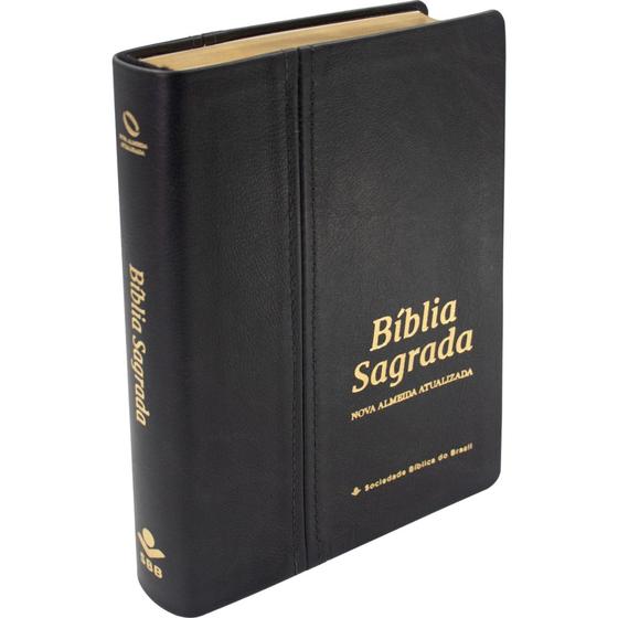 Imagem de Bíblia Sagrada Versão Nova Almeida Atualizada Capa de Couro Legítimo Letra Gigante cor Preta