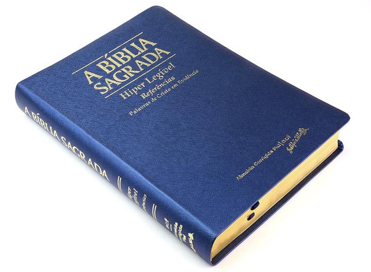 Imagem de Biblia Trinitariana Hiper Legivel Luxo Azul - Palavras de Cristo em Evidência