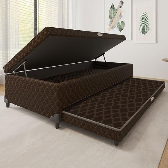 Bibox Imperador Baú Cama Auxiliar 88x188 Solteiro Marrom LightSpuma Menor preço em Bibox Imperador Baú Cama Auxiliar 88x188 Solteiro Marrom LightSpuma