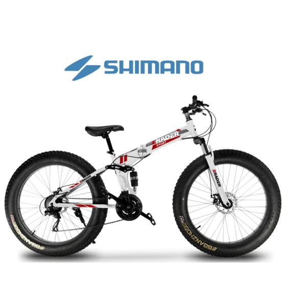 Imagem de BIC DOBRÁVEL Z-RADER FAT BIKE SHIMANO AÇO CARBONO ARO26 FREIO A DISCO MEc 21vl PNEU LARGO - BRANCA